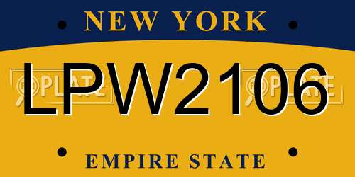 LPW2106 New York License Plate