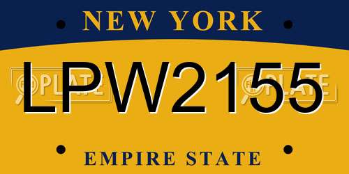 LPW2155 New York License Plate