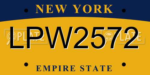 LPW2572 New York License Plate