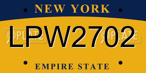 LPW2702 New York License Plate