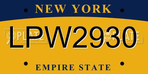 LPW2930 New York License Plate