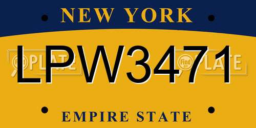 LPW3471 New York License Plate