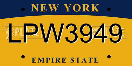 LPW3949 New York License Plate