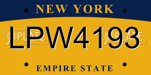 LPW4193 New York License Plate