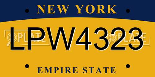 LPW4323 New York License Plate