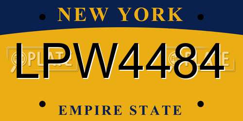 LPW4484 New York License Plate