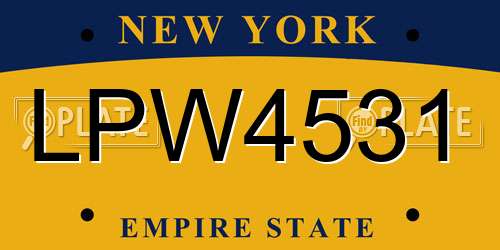 LPW4531 New York License Plate