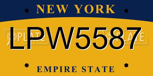 LPW5587 New York License Plate