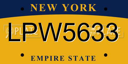 LPW5633 New York License Plate