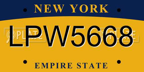 LPW5668 New York License Plate