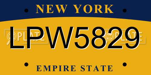 LPW5829 New York License Plate