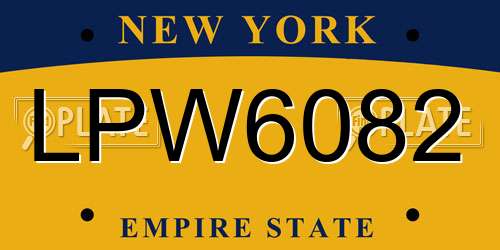 LPW6082 New York License Plate