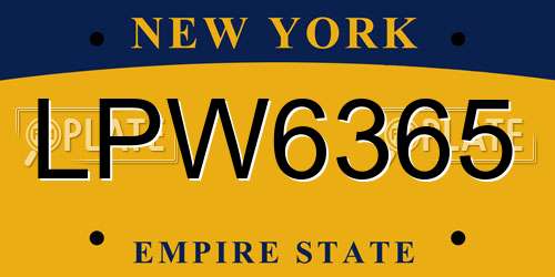 LPW6365 New York License Plate