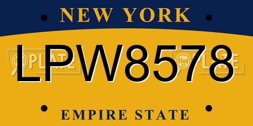 LPW8578 New York License Plate
