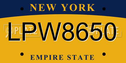 LPW8650 New York License Plate