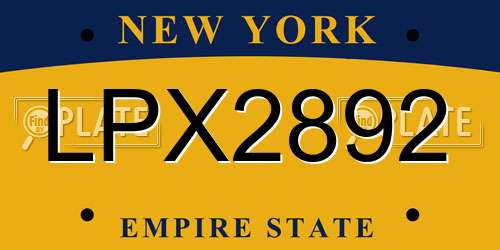 LPX2892 New York License Plate