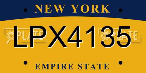 LPX4135 New York License Plate