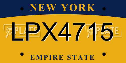 LPX4715 New York License Plate
