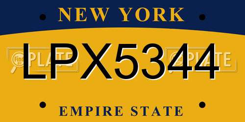LPX5344 New York License Plate
