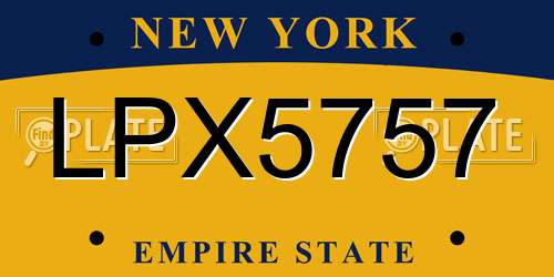 LPX5757 New York License Plate