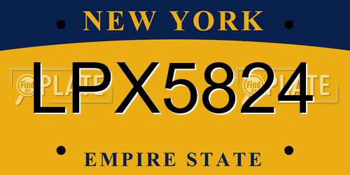 LPX5824 New York License Plate