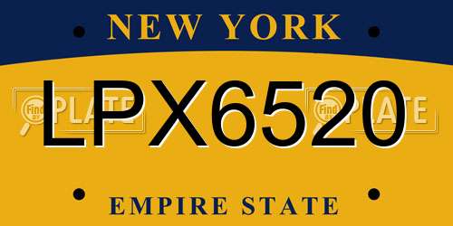 LPX6520 New York License Plate