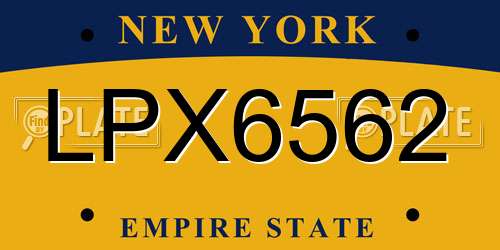 LPX6562 New York License Plate