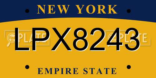 LPX8243 New York License Plate