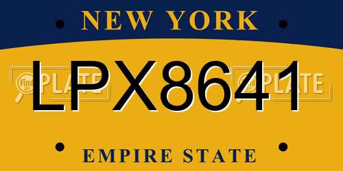 LPX8641 New York License Plate