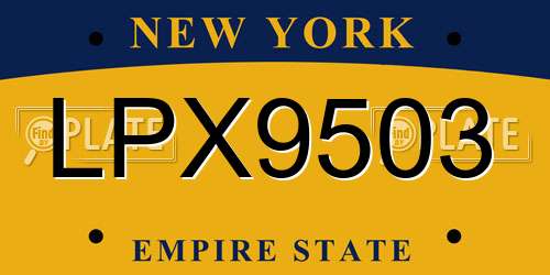 LPX9503 New York License Plate