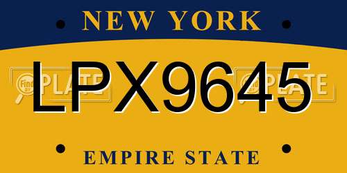 LPX9645 New York License Plate