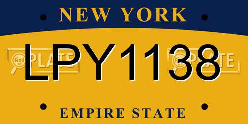 LPY1138 New York License Plate