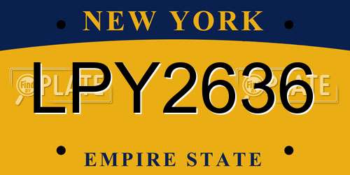 LPY2636 New York License Plate