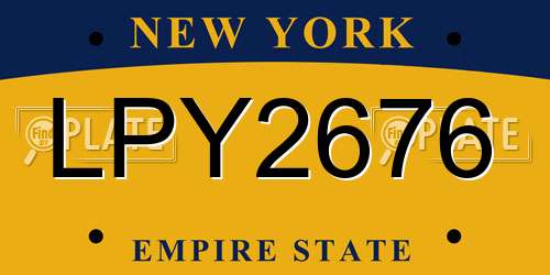LPY2676 New York License Plate