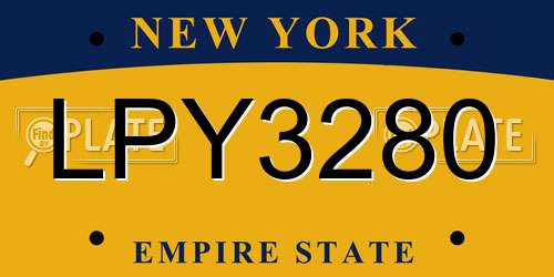 LPY3280 New York License Plate