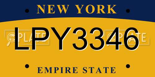 LPY3346 New York License Plate