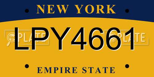 LPY4661 New York License Plate
