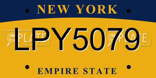 LPY5079 New York License Plate
