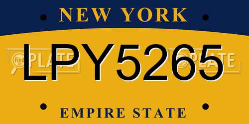 LPY5265 New York License Plate