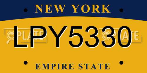 LPY5330 New York License Plate