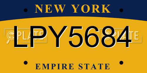 LPY5684 New York License Plate