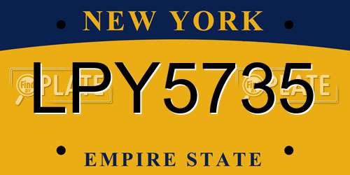 LPY5735 New York License Plate