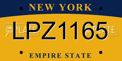 LPZ1165 New York License Plate