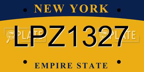 LPZ1327 New York License Plate