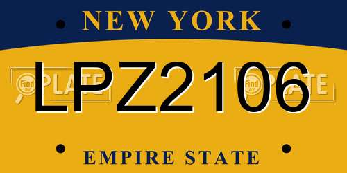 LPZ2106 New York License Plate