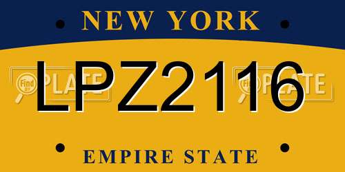 LPZ2116 New York License Plate