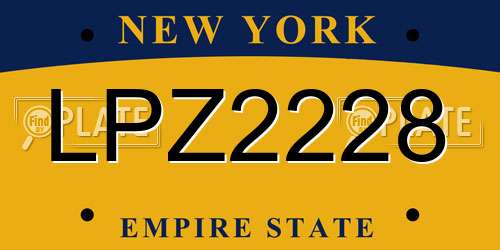 LPZ2228 New York License Plate