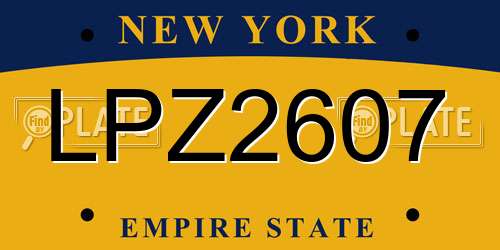 LPZ2607 New York License Plate