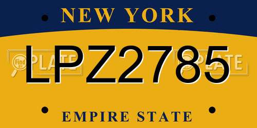 LPZ2785 New York License Plate