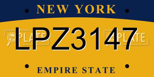 LPZ3147 New York License Plate